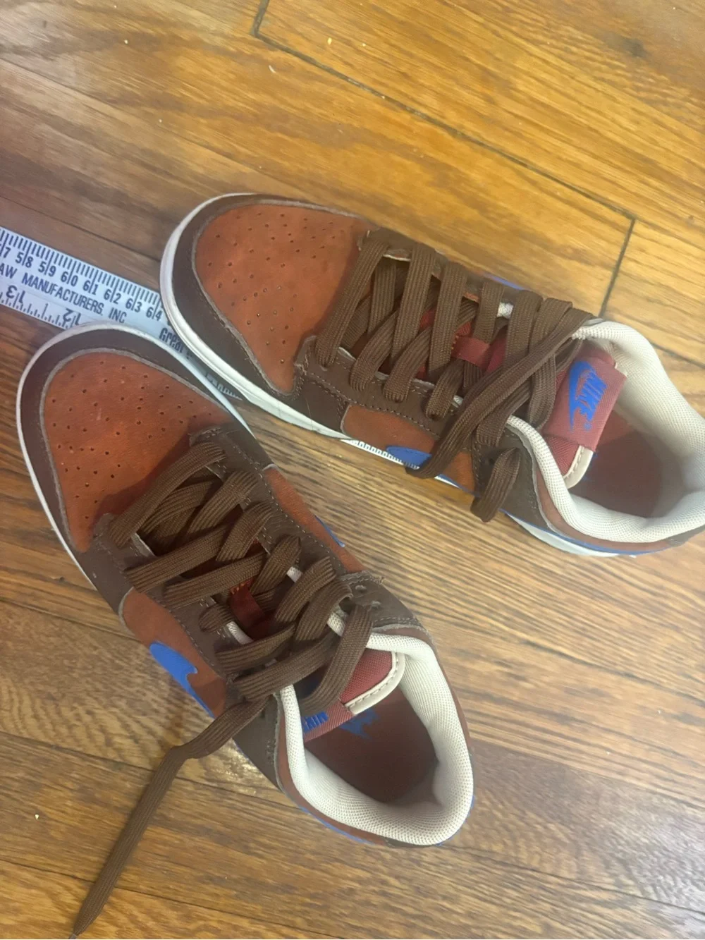 Nike Brown and Blue Low-Top Skate Sneakers